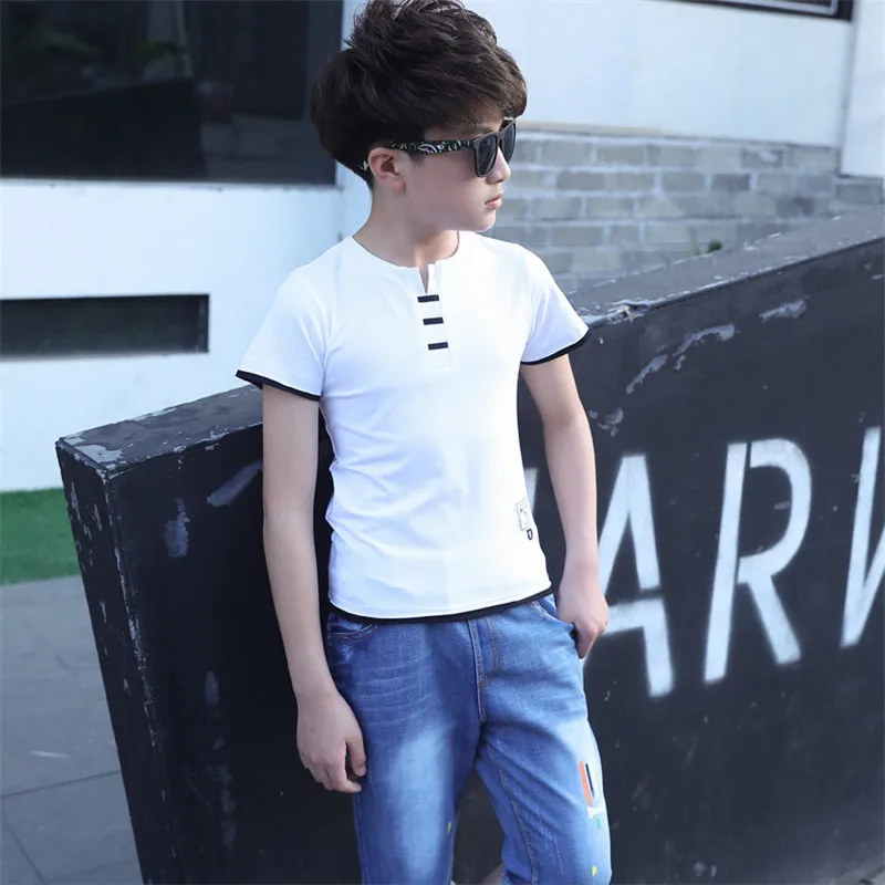 Летняя одежда для мальчиков комплекты 2020 модные детские футболки + Рваные