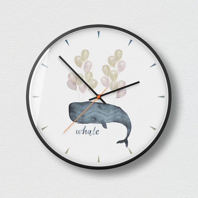 Small elk modern metal frame quiet scan fashion wall clock popular Nordic style extremely simple small fresh decoO8 | Дом и сад