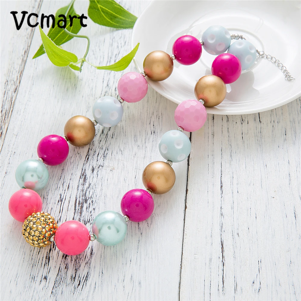 Vcmart 2018 новейшее розовое милое ожерелье для маленькой девочки массивное из