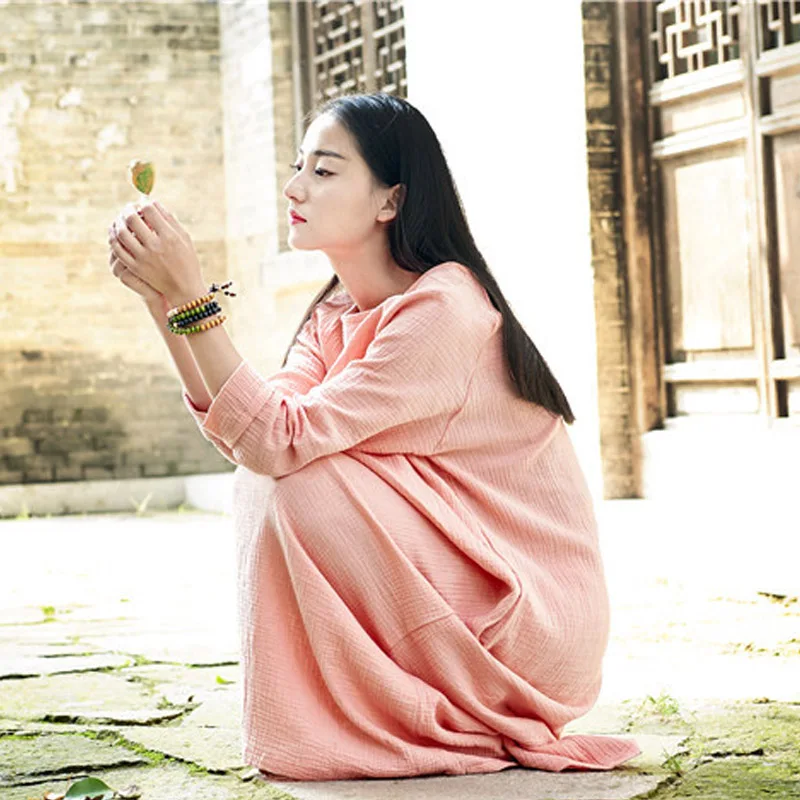 Женское платье с длинным рукавом SCUWLINEN белое Повседневное свободного кроя из