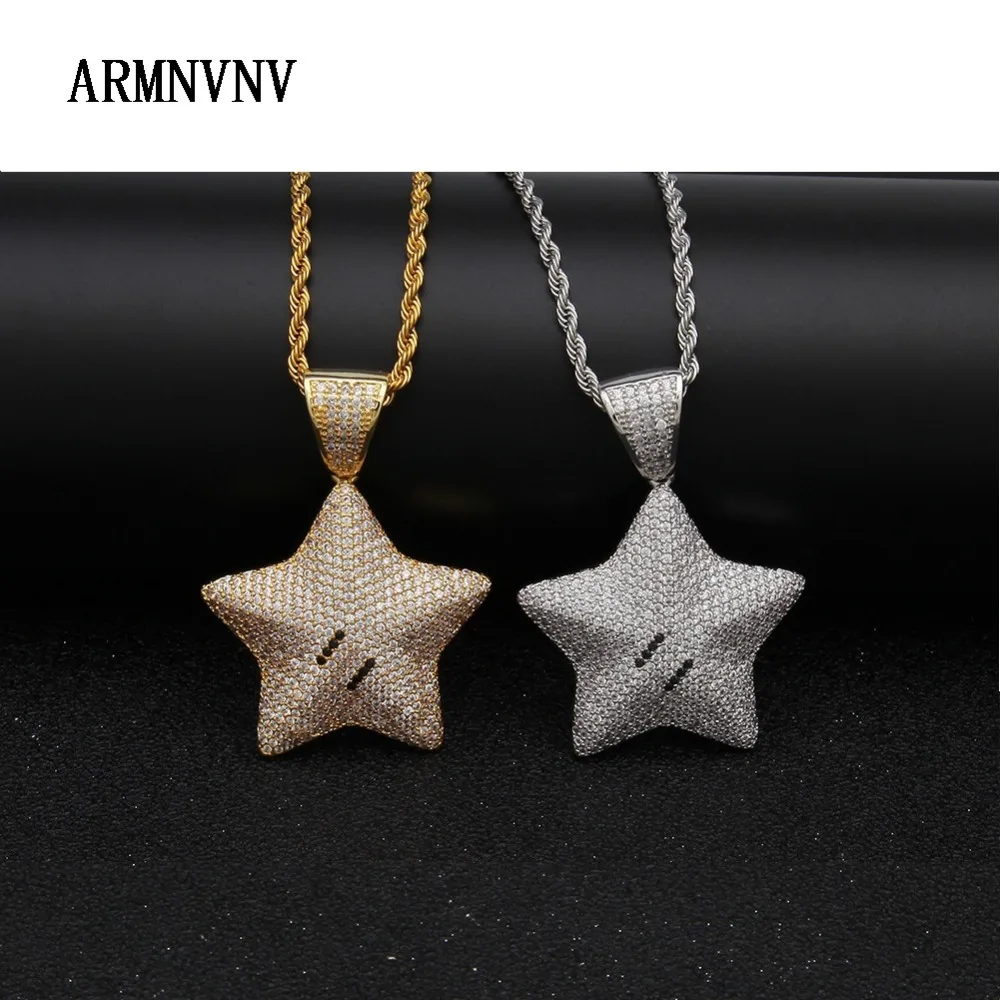 ARMNVNV пятиконечная звезда кулон CZ Bling 3D микро украшенное кубическими камнями