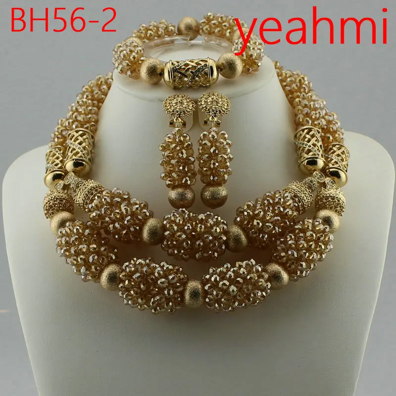 

Free Shipping Nigerian Beads Wedding Jewelry Set Bridal Dubai Gold-color Jewelry Sets African Beads Jewelry Set