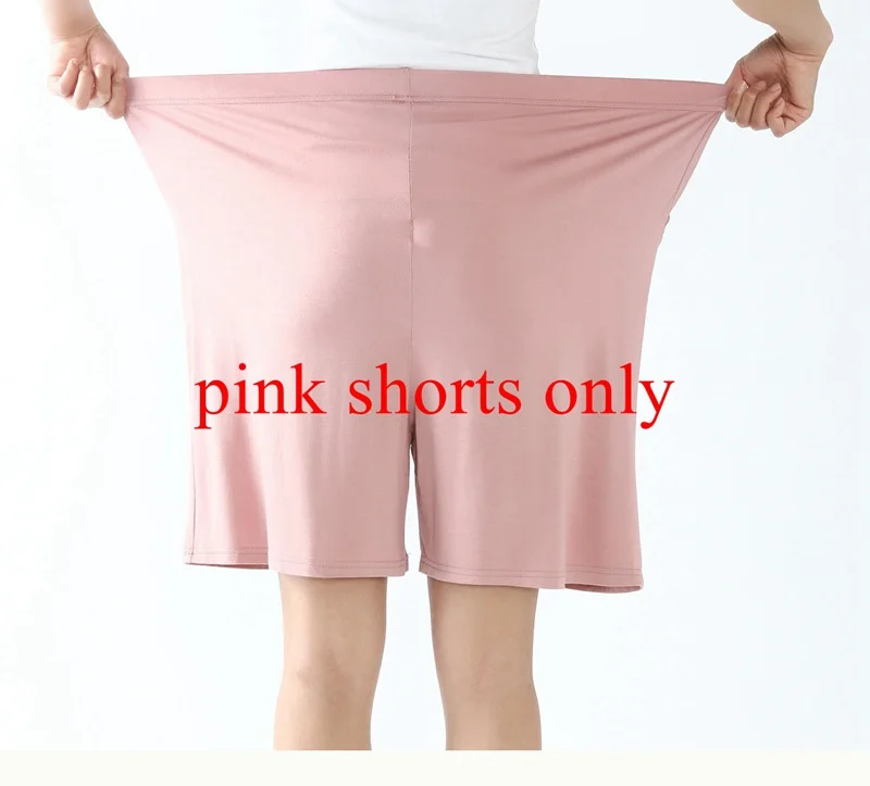 pink shorts only Женский пижамный комплект Mferlier, большой размер 4XL 5XL 6XL 7XL, Женские однотонные свободные эластичные розовые, серые, черные, синие женские пижамные комплекты - Цвет: pink shorts only