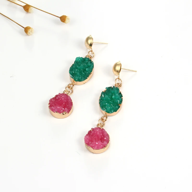 1 пара серьги в богемном стиле ручной работы из полимерного камня для женщин