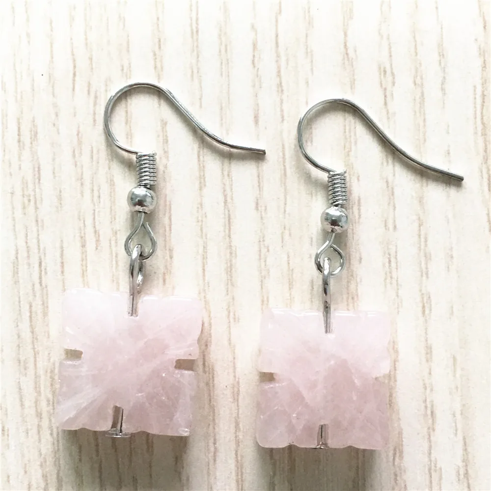 2019 Fashion Square Rose Sand Opal Topazs Drop Earrings for women Jewelry dangle earrings | Украшения и аксессуары