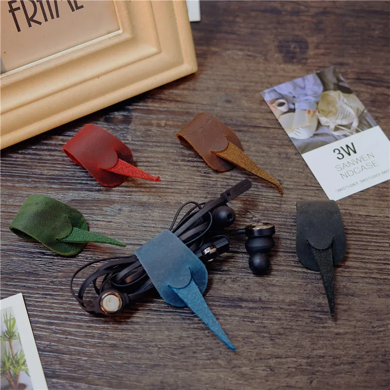 10 шт./лот органайзер для проводов из натуральной кожи наушников устройство