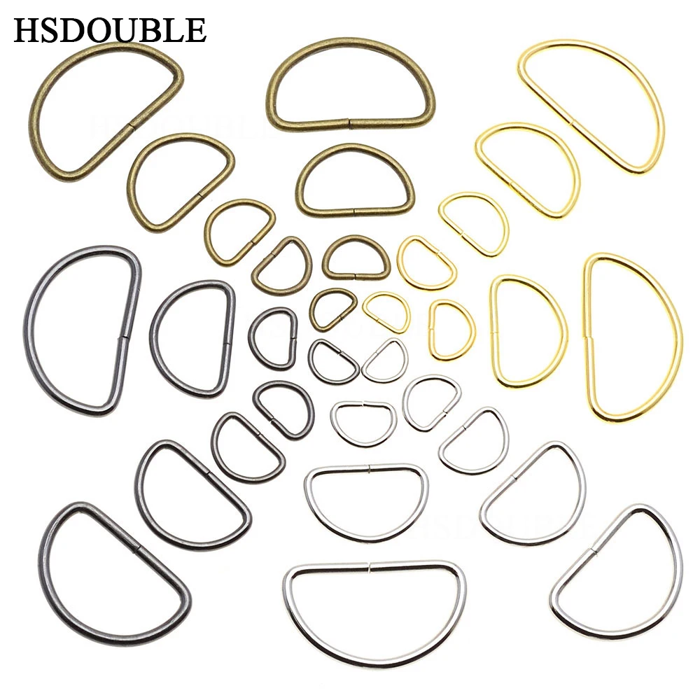 10pcs/pack Non-Welded Nickel Plated D Ring Semi Ring Ribbon Clasp Knapsack Belt Buckle