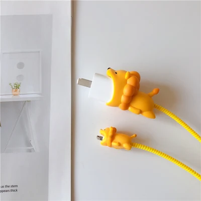 Lion and the rope Один набор милый кабель животные укус протектор для Iphone устройство для сматывания кабеля держатель телефона аксессуар кролик собака кошка животное кукла модель Забавный - Цвет: Lion and the rope