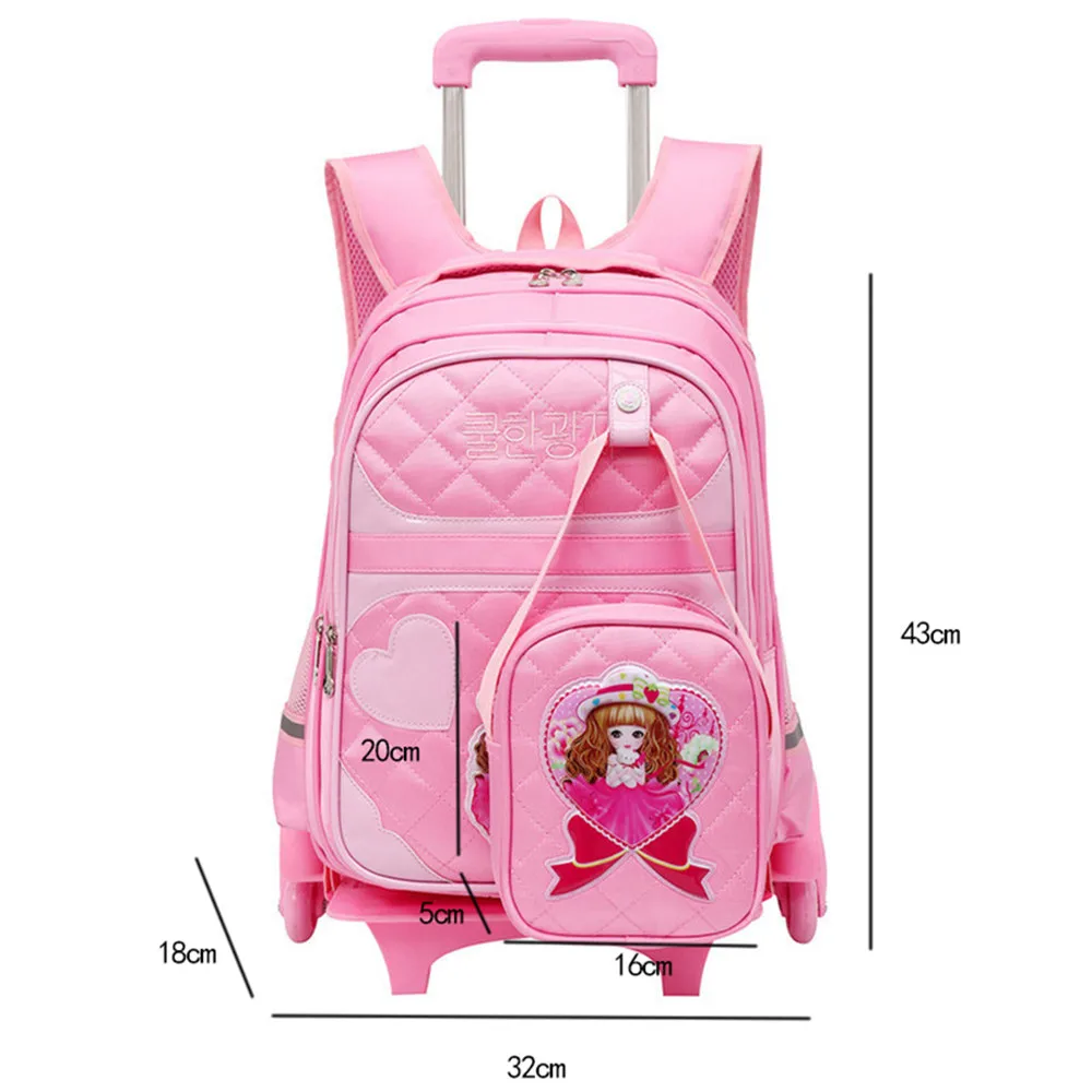 Детские школьные сумки 2 шт./компл. Детский чемодан с 6 колесами на колесиках для