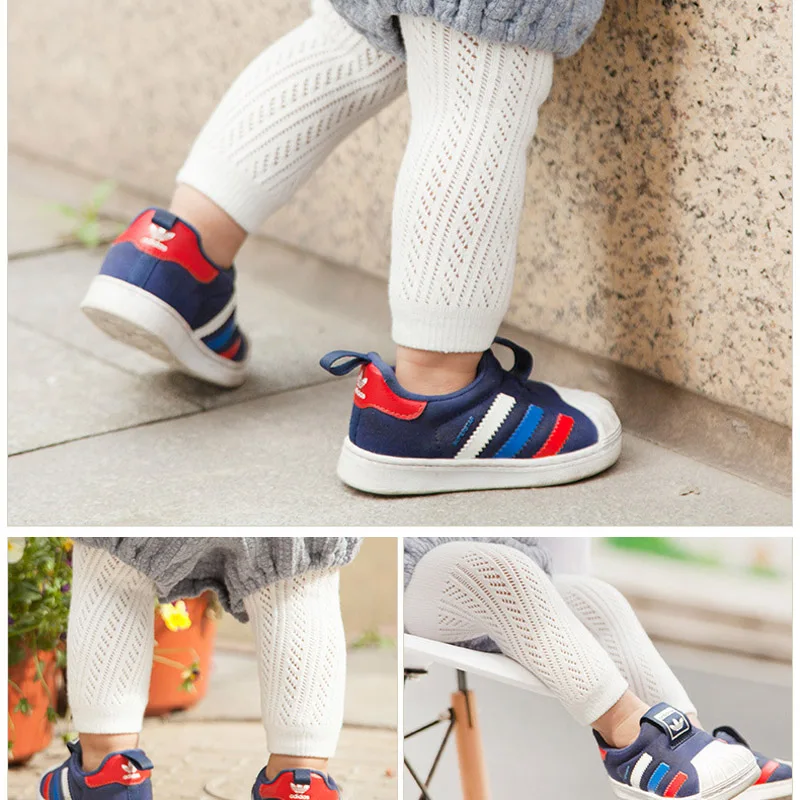 Белые хлопковые детские леггинсы летние с вырезами для девочек брюки и капри