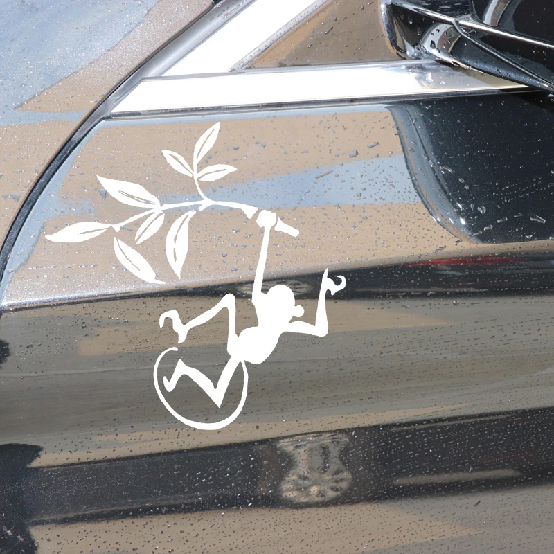 

YJZT 16.6CM*16.9CM Monkeys On Branches Decorate Vinyl Decal Body Of Car Car Stickers Black/Silver C4-1866