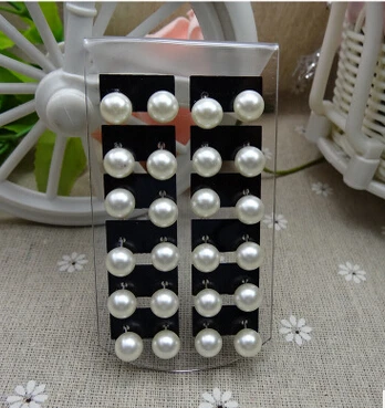 white 8 mm Новинка, женские серьги с шариками, смешанные цвета, 12 пар, одна упаковка, серьги-гвоздики для девушек, повседневные серьги с подвеской, серьги с жемчугом - Окраска металла: white 8 mm