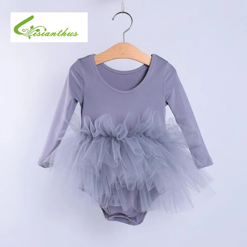 Ballet dress for Girls Mesh Long Sleeve Gymnastic Leotard Dress Children Costume Kids Dancewear Pink /Black/Grey 2-8T | Детская одежда