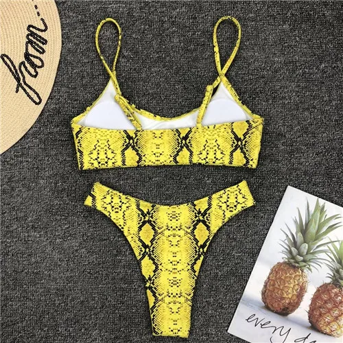 Бикини, женский купальник, Желтый леопардовый принт, Maillot De Bain Femme, купальный костюм, женское бикини, пуш-ап