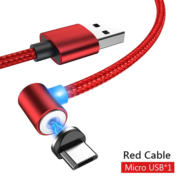 NOHON 90 градусов USB Магнитный кабель для быстрой зарядки Магнит Micro USB для samsung S6 Xiaomi Redmi 4 Android телефон зарядный кабель 2 м - Цвет: Red Mirco Plug