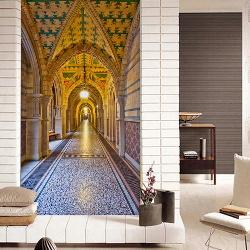

Custom 3D Wallpaper for walls Church Building Mural European Wallpaper Porch Bedroom Hallway Hotel TV background wall covering