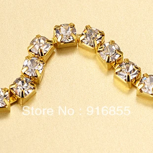 Wholesale and retai Rhinestone cup chain ss28(6mm) Crystal rhinestone 10yards/set golden base garment accessories Free shipping | Украшения