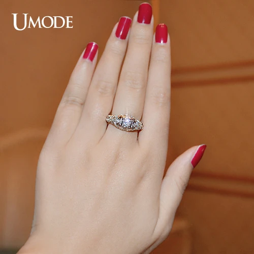 UMODE Рождественский подарок 2015 женские кольца с узором из двух слонов и круглыми