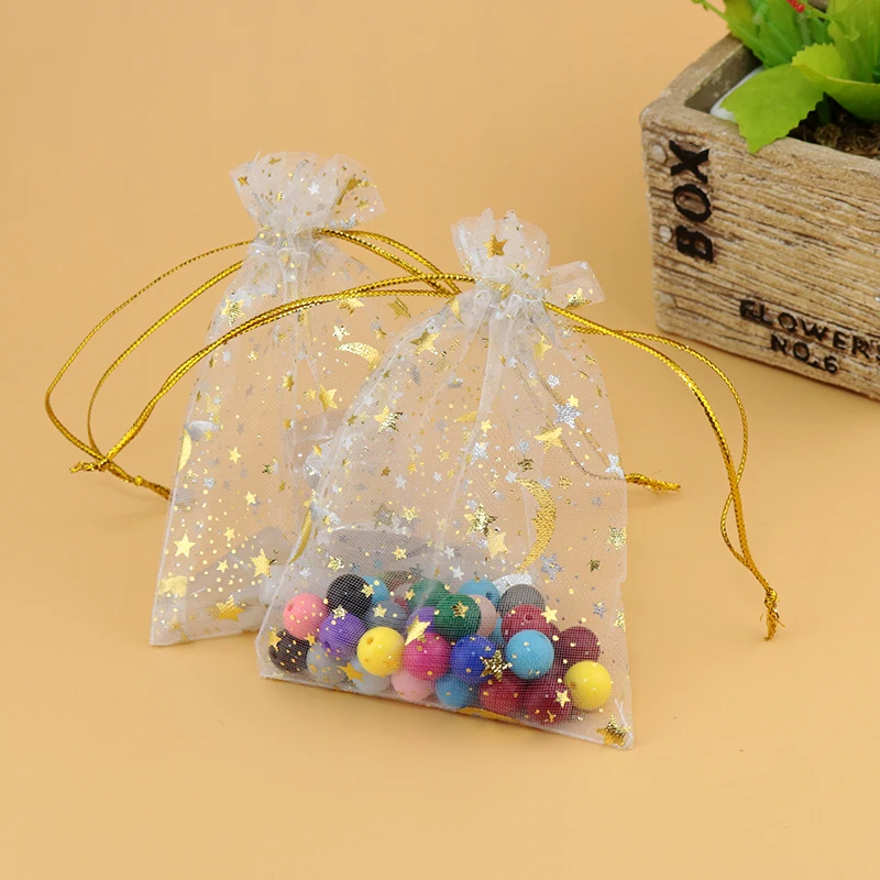 Белая звезда Луна бронзовая органза для упаковки ювелирных изделий подарочные