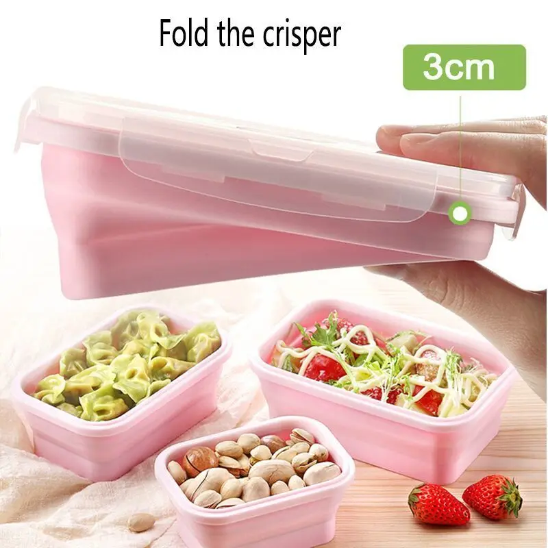 3 шт. складной силиконовый Ланч бокс для пикника контейнер хранения фруктов