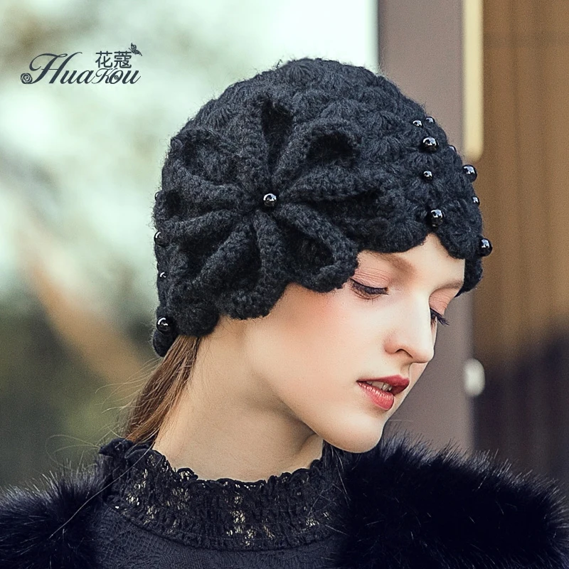 Зимний, осенний, вязаный берет, шапка для женщин, ручная работа, милый, милый, модный, Цветочный, береты, шапка для женщин, для вечеринки, отдыха, Корейская женская шапка s H6779
