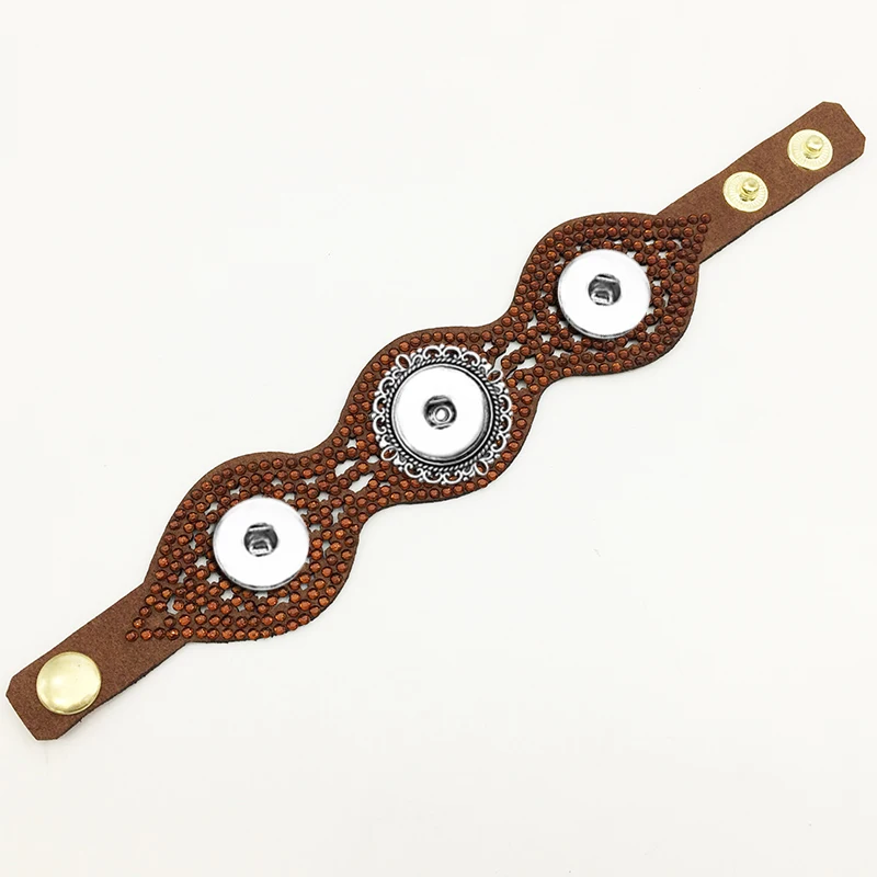 New 3 button Korean velvet crystal snap bracelet GJ5701 (fit 18mm 20mm snaps) | Украшения и аксессуары