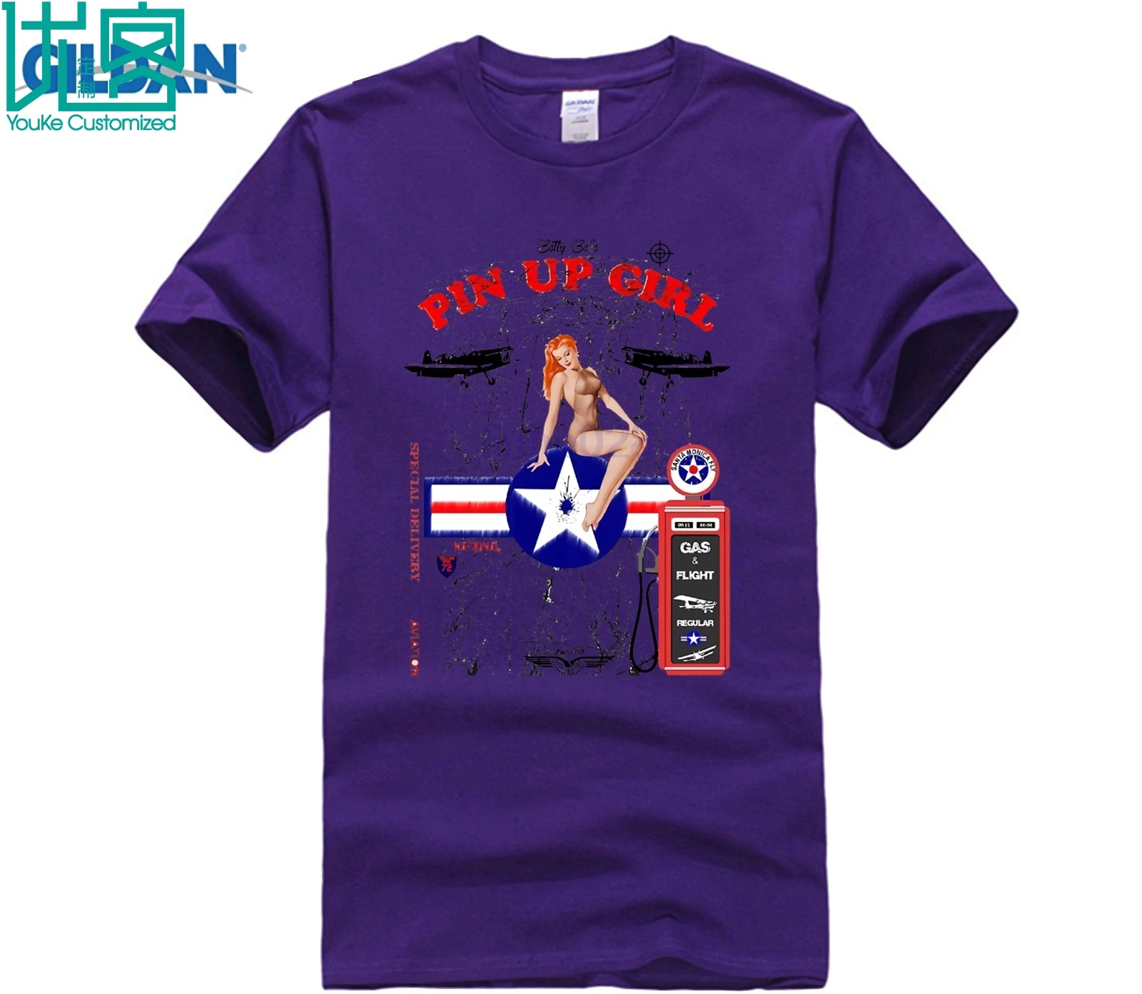 2018 брендовая одежда футболка с коротким рукавом Мужская Flugzeug Pilot Pinup Girl Винтажная