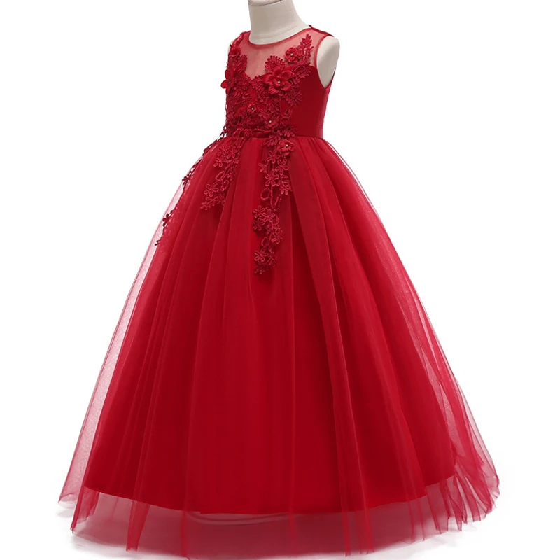 2018 свадебное платье для девочек Кружевная аппликация из бисера без рукавов