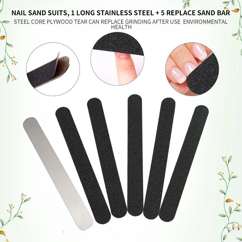 

6pc Replaceable Stainless Steel Sanding Strip Nail Tools For Polishing Nails