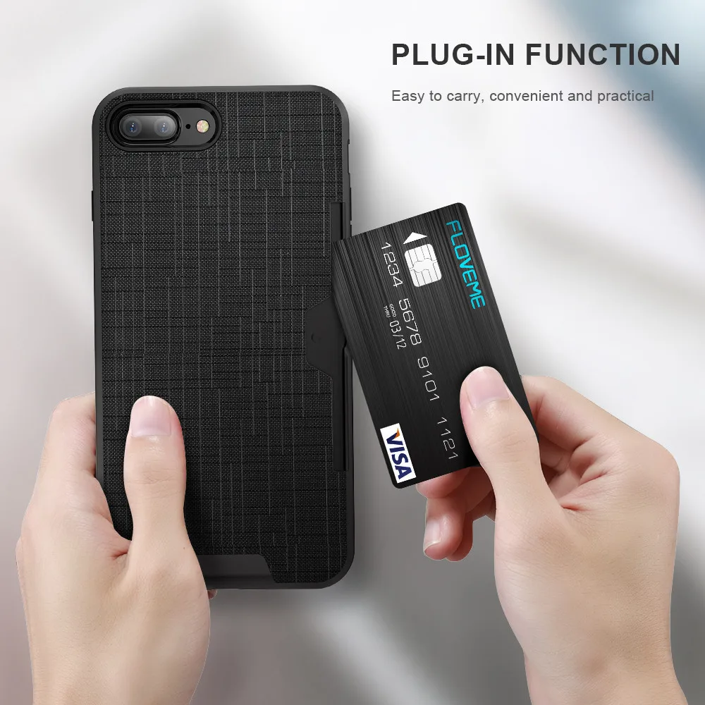 Luxury Card Slot Cover For iPhone 6 6S 7 8 Plus Phone Case Hybrid Credit Pocket Armor XS Max XR X |