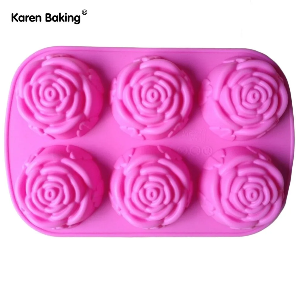Силиконовая форма для выпечки пирогов с розами маффином карамельного цвета
