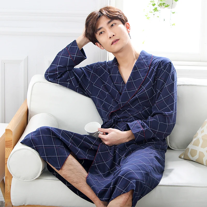 Ночная рубашка пижама Мужская весенне осенняя модельная одежда с длинными