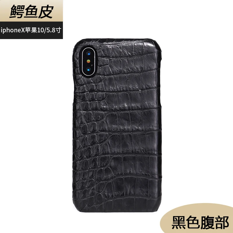 Для iPhone 6 6S 7 8 Plus X XS XR Max натуральная крокодиловая кожа голова хвост живот натуральная кожа чехол Роскошный чехол для телефона - Цвет: black abdomen