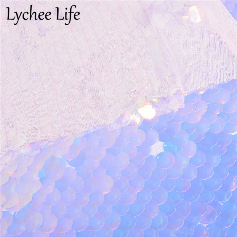 Lychee Life блестки Лазерная кружевная ткань 18 мм красочная полиэфирная ткань DIY домашний ручной работы швейное платье одежда аксессуары