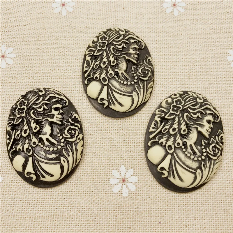 Бесплатная доставка! Забавная камея с черепом/красавицей из смолы кабошон