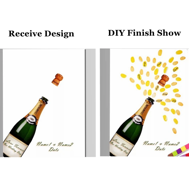 Свадебная Гостевая книга персонализировать шампанское отпечатков пальцев