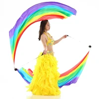 real silk veil poi streamer thrown balls belly dancer stage performance props bellydance costume accessory free shipping