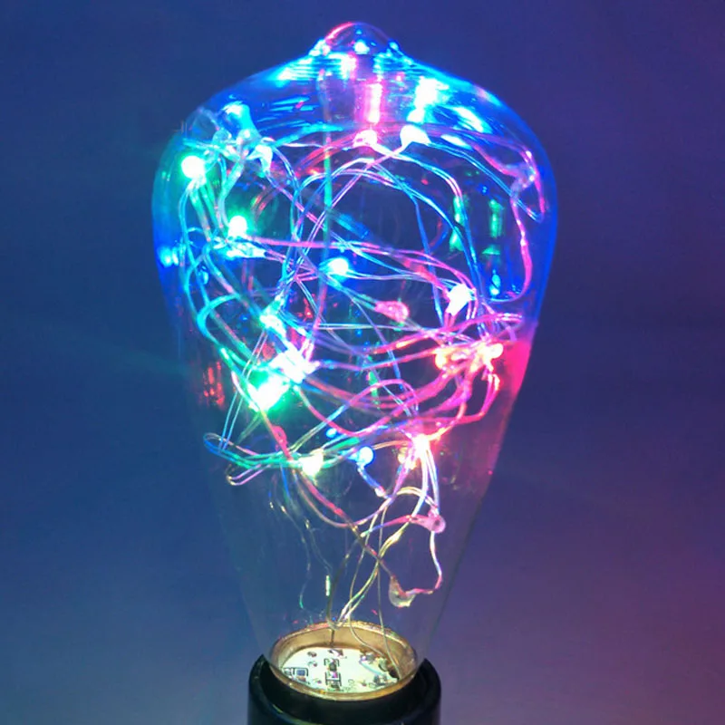 Новинка! E27 Декор свет светодиодная RGB edison Звездное Фея Строка Красочные лампочка