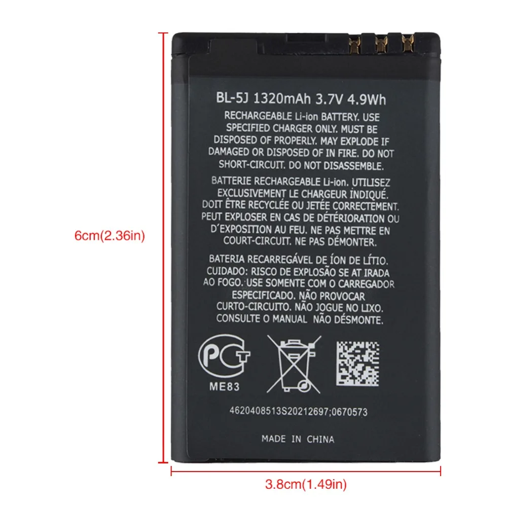 GOLDFOX 2 шт. 1320 мАч BL 5J Сменный аккумулятор для телефона Nokia 5230 5233 5800 3020 Lumia 520 525 530 5900