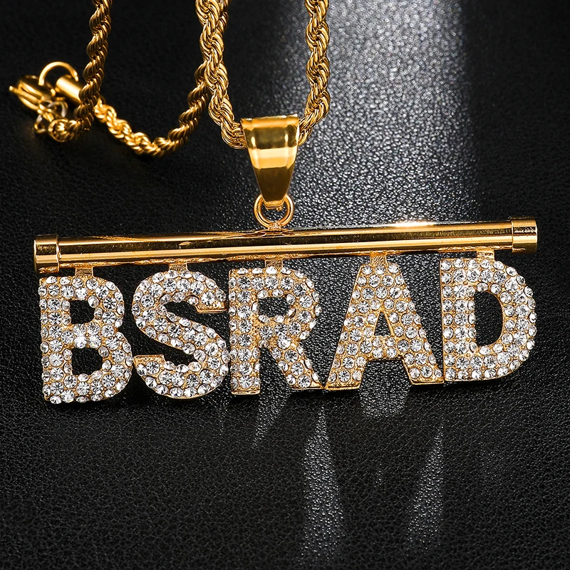 Пользовательское имя хип хоп пузырчатая ледяная цепочка с буквами ожерелья