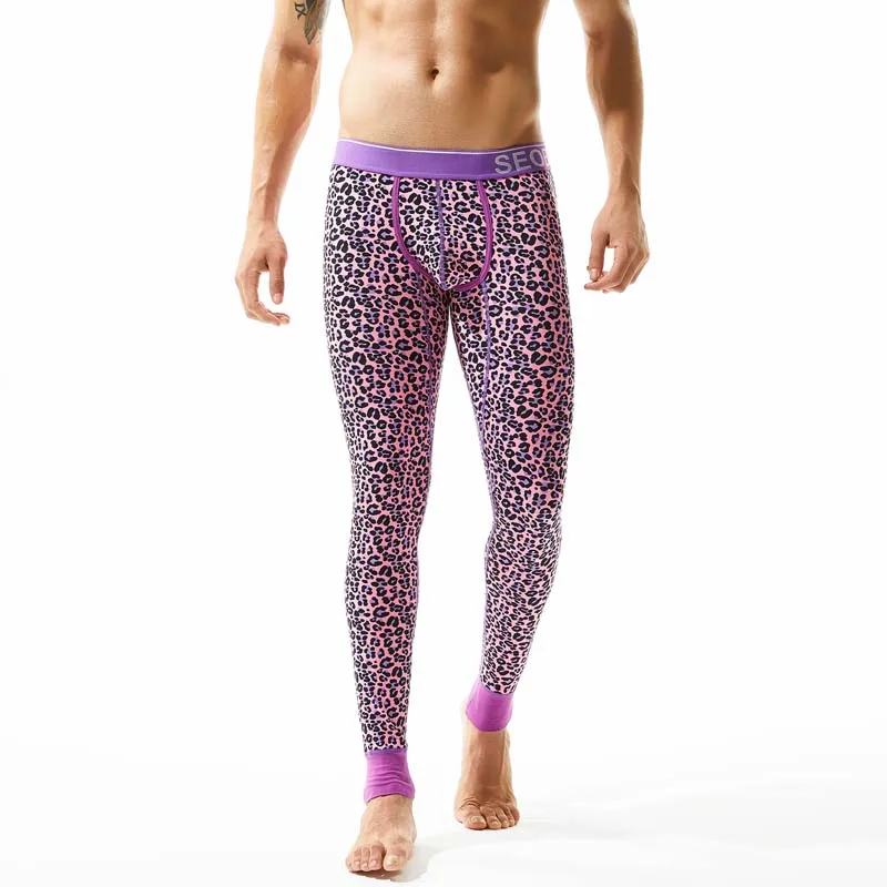 

Autumn Winter Fashion Leopard Men Long Johns Thermal Underwear Cotton Mens Warm Thermal Underwear Long John