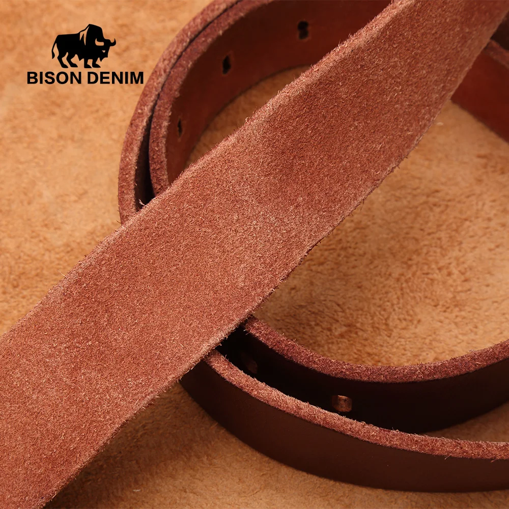 Мужской винтажный ремень BISON DENIM черный из натуральной воловьей кожи с пряжкой