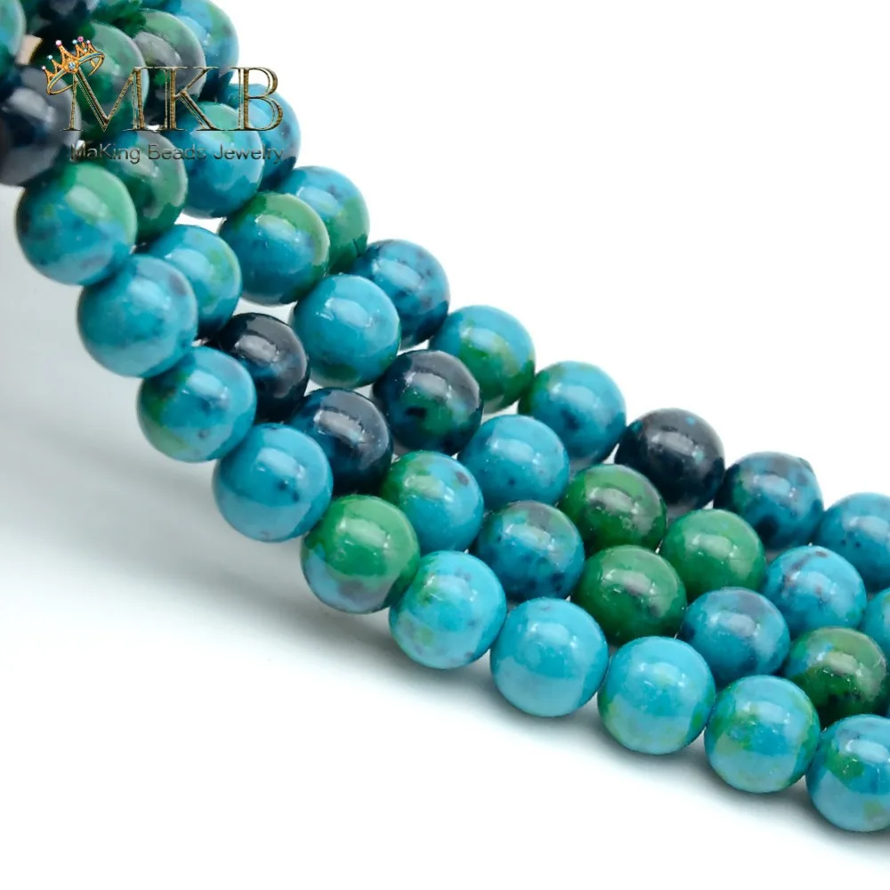 Натуральные круглые бусины Chrysocolla для изготовления ювелирных изделий 4 6 8 10 12 мм