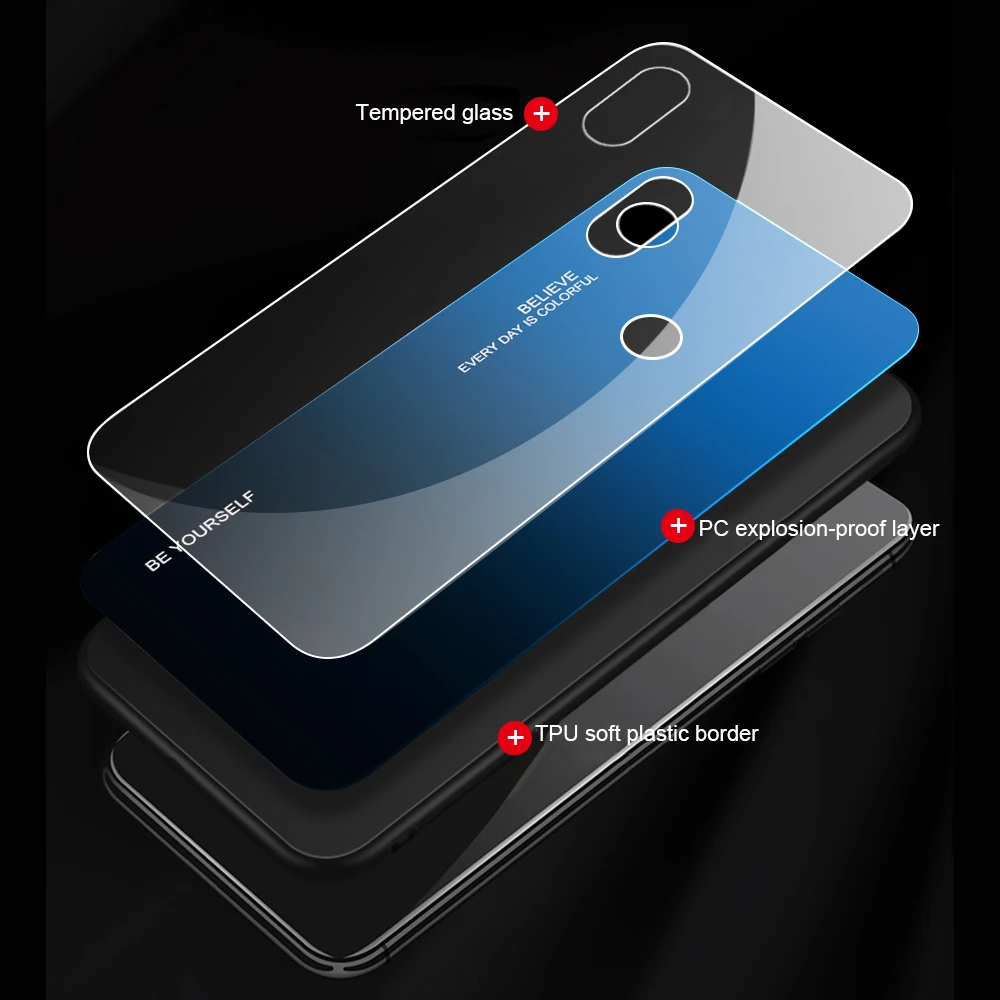 Чехол для телефона из закаленного стекла с градиентом Xiaomi Redmi Note 7 6 Pro 5 Global 6A Mi A2 8