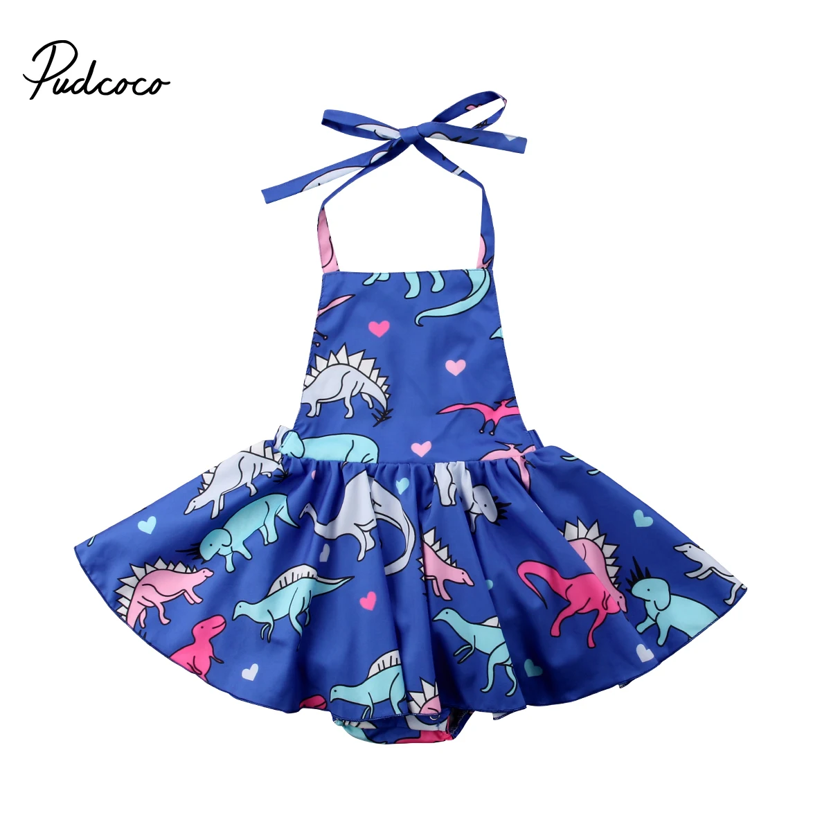 2018 Brand New Toddler Infant Kids Baby Girl Dinosaur Fly Sleeve Romper Dress Jumpsuit Outfits Summer Strap Mini Sundress 1-4T | Детская