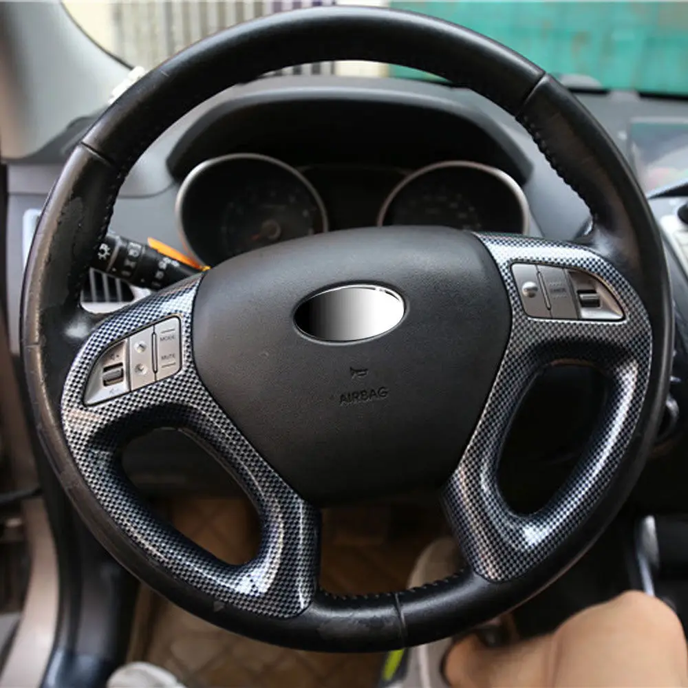 Для 2010- HYUNDAI IX35 2 шт. ABS Автомобильный руль панель Крышка бейдж вставка отделка наклейка из углеродного волокна стиль декоративные