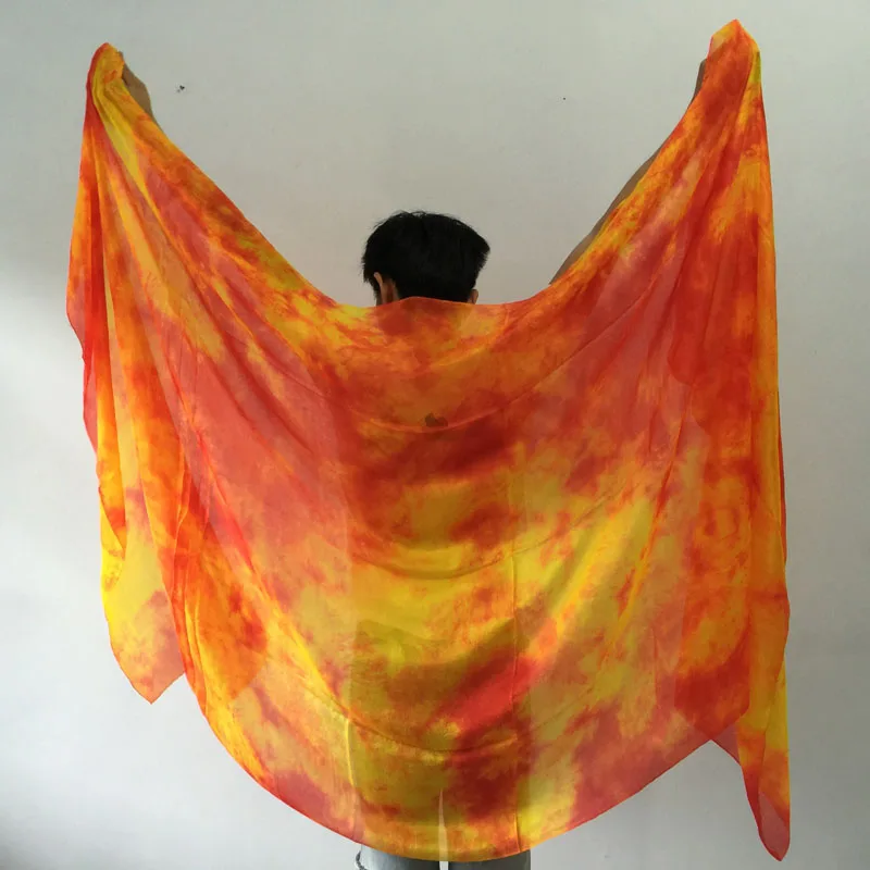 Новинка 98 &quot= 250 см настоящая 100% Шелковая вуаль для танца живота окрашенная в виде