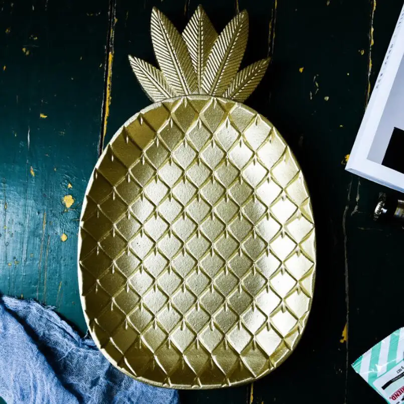 Pineapple L Нордический Золотой ананас десерт Мода Геометрический стол магазин конфет дерево приемник тарелка сервировочные тарелки для закусок конфеты блюдо - Цвет: Pineapple L