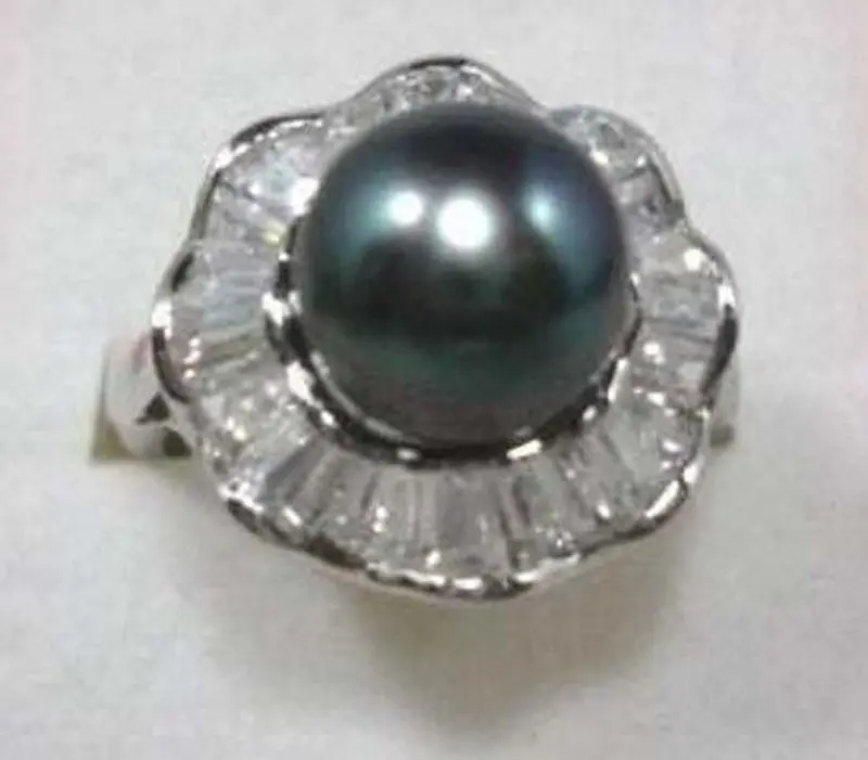 12mm Black South Sea shell pearl Gem stone Bead Jewelry ring size 7 8 9 AAA Grade&gt&gt&gtFree shipping | Украшения и аксессуары