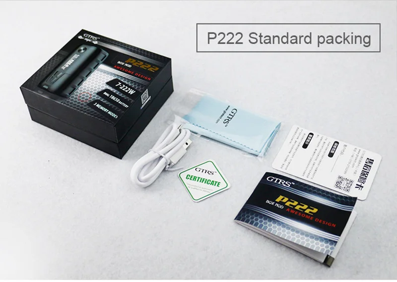 Оригинальный GTRS P222 222 Вт TC бокс мод комплект с чипсетом SX520 Питание от двойной